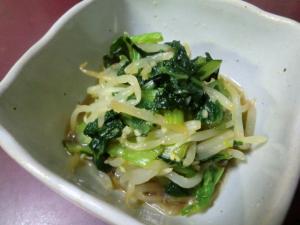小松菜とモヤシの中華風サラダ