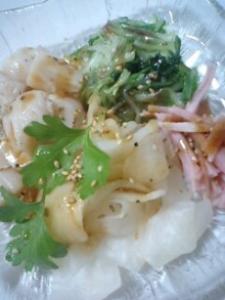 水菜とホタテの中華風サラダ