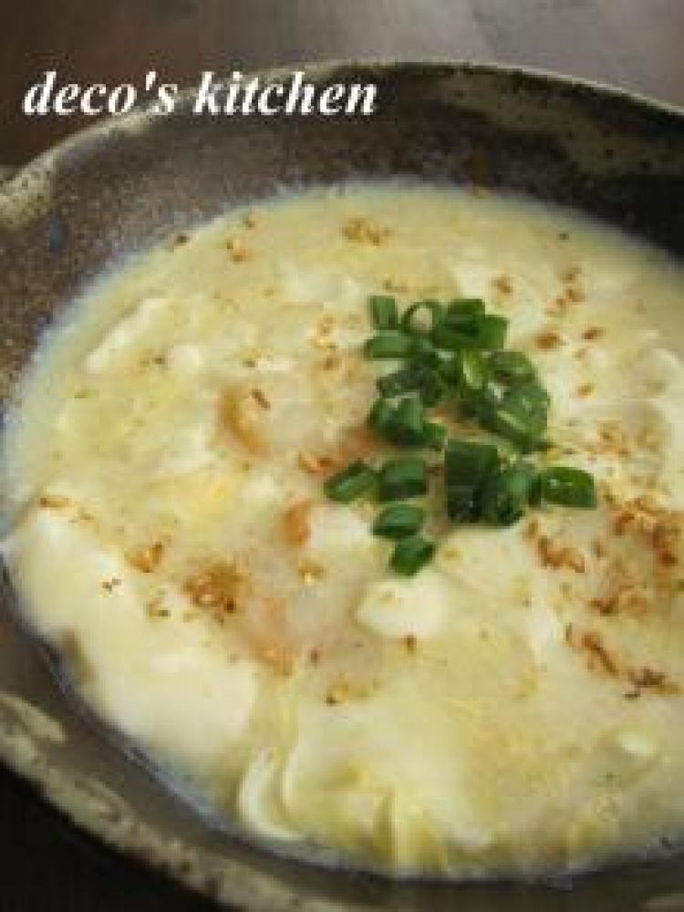 ふるふる豆腐の、豆乳たまごスープ