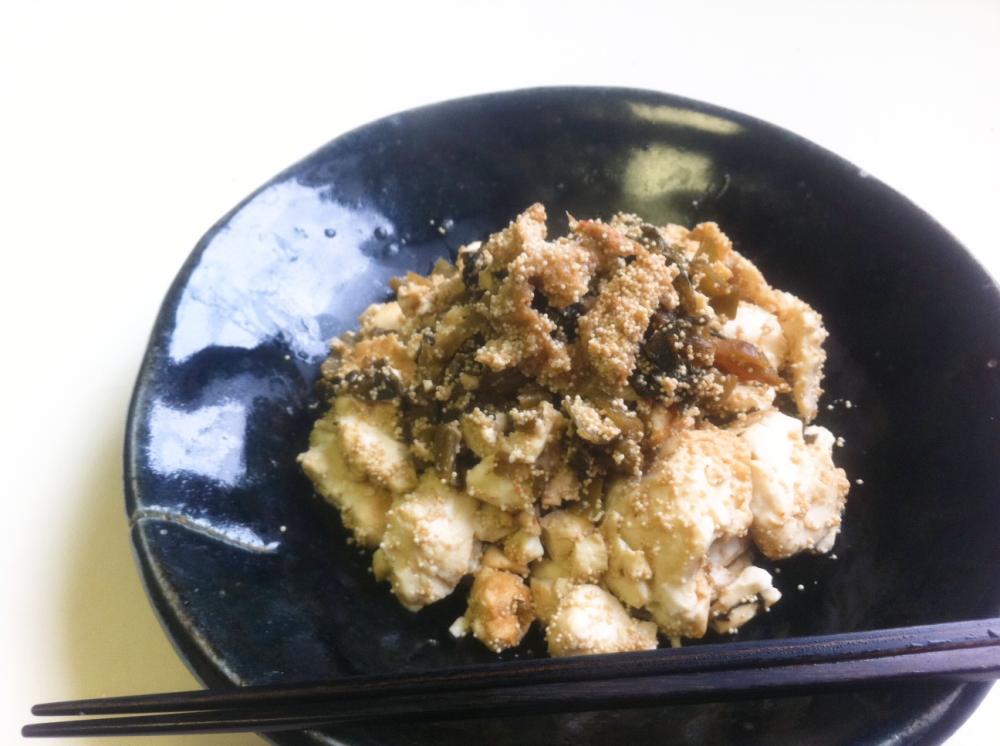 高菜とプチプチ明太子の豆腐チャンプル