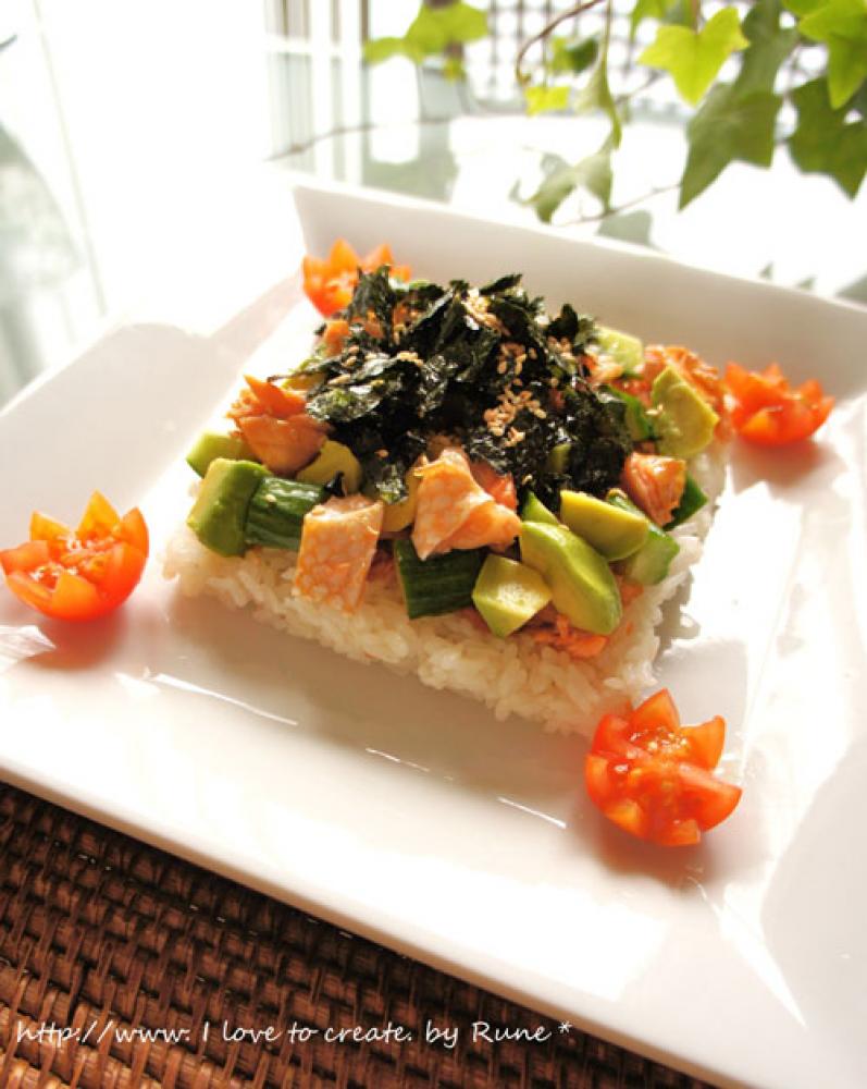 ハラス照り煮ｄｅ夏野菜チラシ寿司風